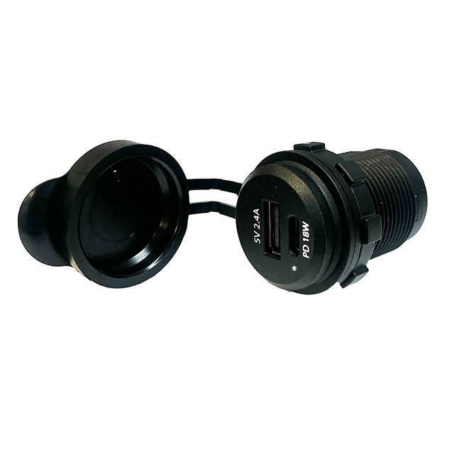 PD USB-C & USB-A Dual Port: 18W PD USB-C + 2.4A USB-A