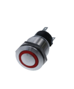 Anti Vandal 19mm Dia - 8P DPDT ON-(ON) - Red LED - IP67