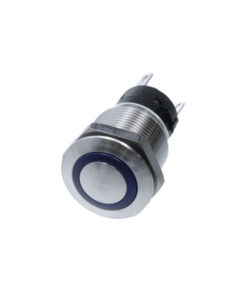 Anti Vandal 19mm Dia - 8P DPDT ON-(ON) - Blue LED - IP67