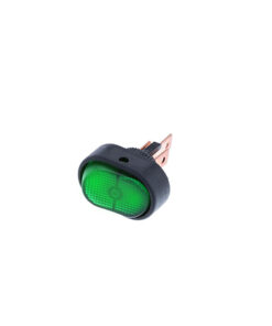 Oval Shaped Rocker - 3P SPST OFF-ON, Green Bulb