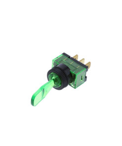 Wedge Toggle - 3P SPST OFF-ON, Green Bulb